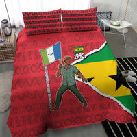 Autonomous Region of Principe Independence Bedding Set with 1995 Flag Design and Cultural Pattern - Wonder Print Shop