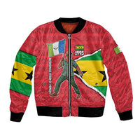 Autonomous Region of Principe Independence Bomber Jacket with 1995 Flag Design and Cultural Pattern - Wonder Print Shop