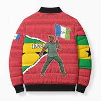 Autonomous Region of Principe Independence Bomber Puffer Jacket with 1995 Flag Design and Cultural Pattern - Wonder Print Shop