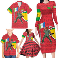 Autonomous Region of Principe Independence Family Matching Long Sleeve Bodycon Dress and Hawaiian Shirt with 1995 Flag Design and Cultural Pattern - Wonder Print Shop