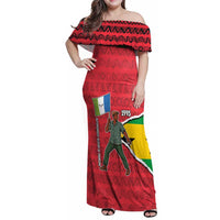 Autonomous Region of Principe Independence Family Matching Off Shoulder Maxi Dress and Hawaiian Shirt with 1995 Flag Design and Cultural Pattern - Wonder Print Shop