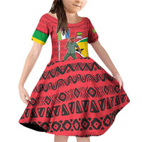 Autonomous Region of Principe Independence Family Matching Off Shoulder Short Dress and Hawaiian Shirt with 1995 Flag Design and Cultural Pattern - Wonder Print Shop