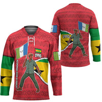 Autonomous Region of Principe Independence Hockey Jersey with 1995 Flag Design and Cultural Pattern - Wonder Print Shop