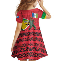 Autonomous Region of Principe Independence Kid Short Sleeve Dress with 1995 Flag Design and Cultural Pattern - Wonder Print Shop