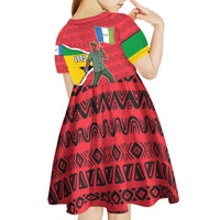 Autonomous Region of Principe Independence Kid Short Sleeve Dress with 1995 Flag Design and Cultural Pattern - Wonder Print Shop