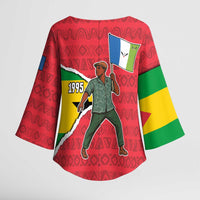 Autonomous Region of Principe Independence Kimono Sleeve Blouse with 1995 Flag Design and Cultural Pattern - Wonder Print Shop