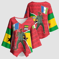 Autonomous Region of Principe Independence Kimono Sleeve Blouse with 1995 Flag Design and Cultural Pattern - Wonder Print Shop