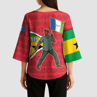 Autonomous Region of Principe Independence Kimono Sleeve Blouse with 1995 Flag Design and Cultural Pattern - Wonder Print Shop