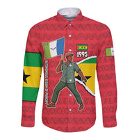 Autonomous Region of Principe Independence Long Sleeve Button Shirt with 1995 Flag Design and Cultural Pattern - Wonder Print Shop