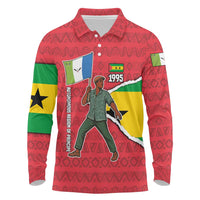 Autonomous Region of Principe Independence Long Sleeve Polo Shirt with 1995 Flag Design and Cultural Pattern - Wonder Print Shop