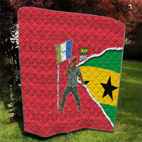 Autonomous Region of Principe Independence Quilt with 1995 Flag Design and Cultural Pattern - Wonder Print Shop