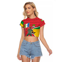 Autonomous Region of Principe Independence Raglan Cropped T Shirt with 1995 Flag Design and Cultural Pattern - Wonder Print Shop