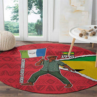 Autonomous Region of Principe Independence Round Carpet with 1995 Flag Design and Cultural Pattern - Wonder Print Shop