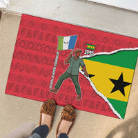 Autonomous Region of Principe Independence Rubber Doormat with 1995 Flag Design and Cultural Pattern - Wonder Print Shop