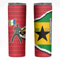 Autonomous Region of Principe Independence Skinny Tumbler with 1995 Flag Design and Cultural Pattern - Wonder Print Shop