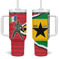Autonomous Region of Principe Independence Tumbler With Handle with 1995 Flag Design and Cultural Pattern - Wonder Print Shop