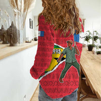 Autonomous Region of Principe Independence Women Casual Shirt with 1995 Flag Design and Cultural Pattern - Wonder Print Shop