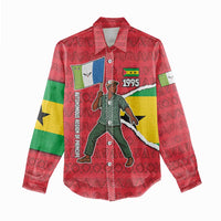 Autonomous Region of Principe Independence Women Casual Shirt with 1995 Flag Design and Cultural Pattern - Wonder Print Shop