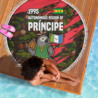 Principe Autonomous Region Beach Blanket with Parrot Cacao and 1995 Flag Design - Wonder Print Shop