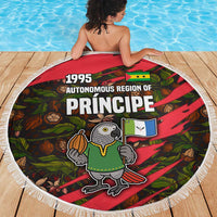 Principe Autonomous Region Beach Blanket with Parrot Cacao and 1995 Flag Design - Wonder Print Shop