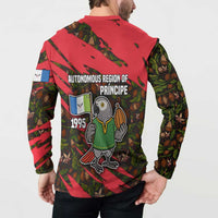 Principe Autonomous Region Button Sweatshirt with Parrot Cacao and 1995 Flag Design - Wonder Print Shop