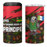 Principe Autonomous Region 4 in 1 Can Cooler Tumbler with Parrot Cacao and 1995 Flag Design - Wonder Print Shop