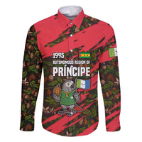 Principe Autonomous Region Family Matching Long Sleeve Bodycon Dress and Hawaiian Shirt with Parrot Cacao and 1995 Flag Design - Wonder Print Shop