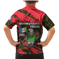 Principe Autonomous Region Family Matching Mermaid Dress and Hawaiian Shirt with Parrot Cacao and 1995 Flag Design - Wonder Print Shop
