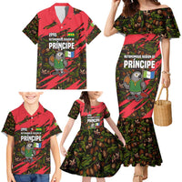Principe Autonomous Region Family Matching Mermaid Dress and Hawaiian Shirt with Parrot Cacao and 1995 Flag Design - Wonder Print Shop