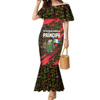 Principe Autonomous Region Family Matching Mermaid Dress and Hawaiian Shirt with Parrot Cacao and 1995 Flag Design - Wonder Print Shop