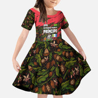 Principe Autonomous Region Family Matching Short Sleeve Bodycon Dress and Hawaiian Shirt with Parrot Cacao and 1995 Flag Design - Wonder Print Shop