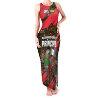 Principe Autonomous Region Family Matching Tank Maxi Dress and Hawaiian Shirt with Parrot Cacao and 1995 Flag Design - Wonder Print Shop