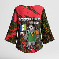 Principe Autonomous Region Kimono Sleeve Blouse with Parrot Cacao and 1995 Flag Design - Wonder Print Shop