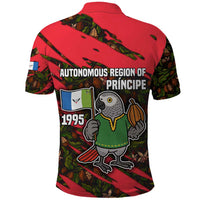Principe Autonomous Region Polo Shirt with Parrot Cacao and 1995 Flag Design - Wonder Print Shop