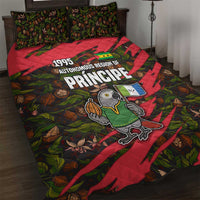 Principe Autonomous Region Quilt Bed Set with Parrot Cacao and 1995 Flag Design - Wonder Print Shop