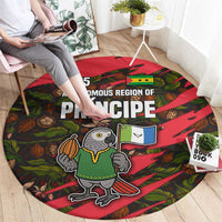 Principe Autonomous Region Round Carpet with Parrot Cacao and 1995 Flag Design - Wonder Print Shop