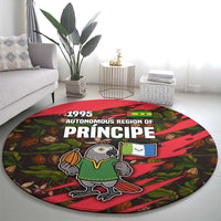 Principe Autonomous Region Round Carpet with Parrot Cacao and 1995 Flag Design - Wonder Print Shop