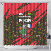 Principe Autonomous Region Shower Curtain with Parrot Cacao and 1995 Flag Design - Wonder Print Shop