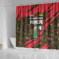 Principe Autonomous Region Shower Curtain with Parrot Cacao and 1995 Flag Design - Wonder Print Shop