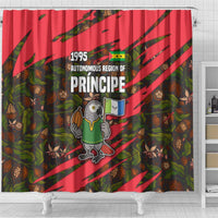 Principe Autonomous Region Shower Curtain with Parrot Cacao and 1995 Flag Design - Wonder Print Shop