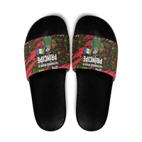 Principe Autonomous Region Slide Sandals with Parrot Cacao and 1995 Flag Design - Wonder Print Shop