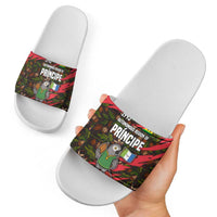 Principe Autonomous Region Slide Sandals with Parrot Cacao and 1995 Flag Design - Wonder Print Shop