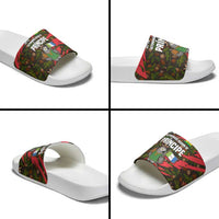 Principe Autonomous Region Slide Sandals with Parrot Cacao and 1995 Flag Design - Wonder Print Shop