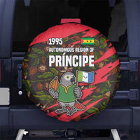 Principe Autonomous Region Spare Tire Cover with Parrot Cacao and 1995 Flag Design - Wonder Print Shop