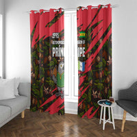 Principe Autonomous Region Window Curtain with Parrot Cacao and 1995 Flag Design - Wonder Print Shop