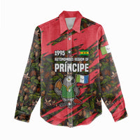 Principe Autonomous Region Women Casual Shirt with Parrot Cacao and 1995 Flag Design - Wonder Print Shop