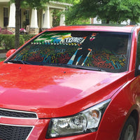 Ska Two Tone Auto Sun Shade with Colorful Checkerboard Music Art Carnival Festival - Wonder Print Shop