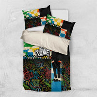 Ska Two Tone Bedding Set with Colorful Checkerboard Music Art Carnival Festival - Wonder Print Shop