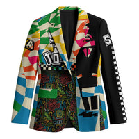 Ska Two Tone Blazer with Colorful Checkerboard Music Art Carnival Festival - Wonder Print Shop