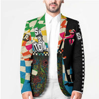 Ska Two Tone Blazer with Colorful Checkerboard Music Art Carnival Festival - Wonder Print Shop